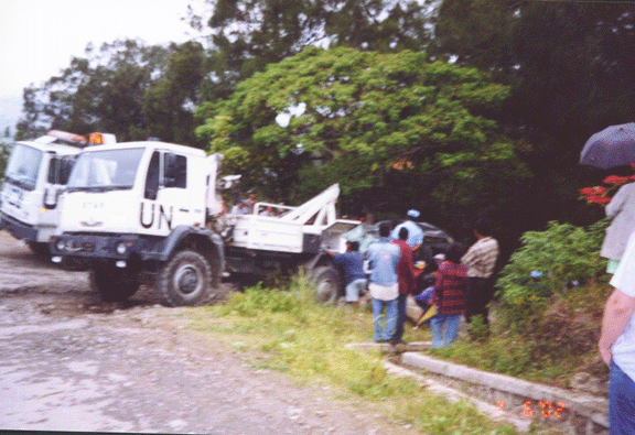3 vehicle being pulled out